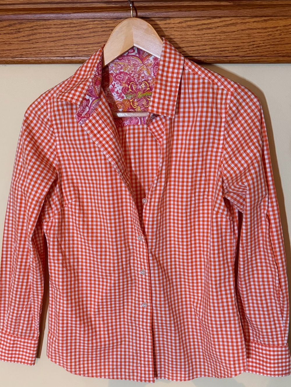 Robert Graham Orange & White Gingham Button-Down Shirt